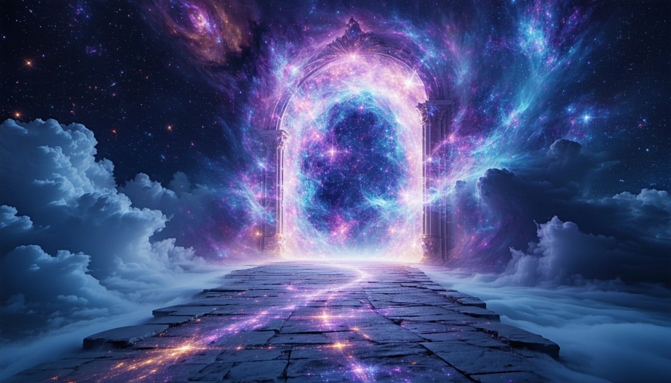 A cosmic gateway symbolising transcendence