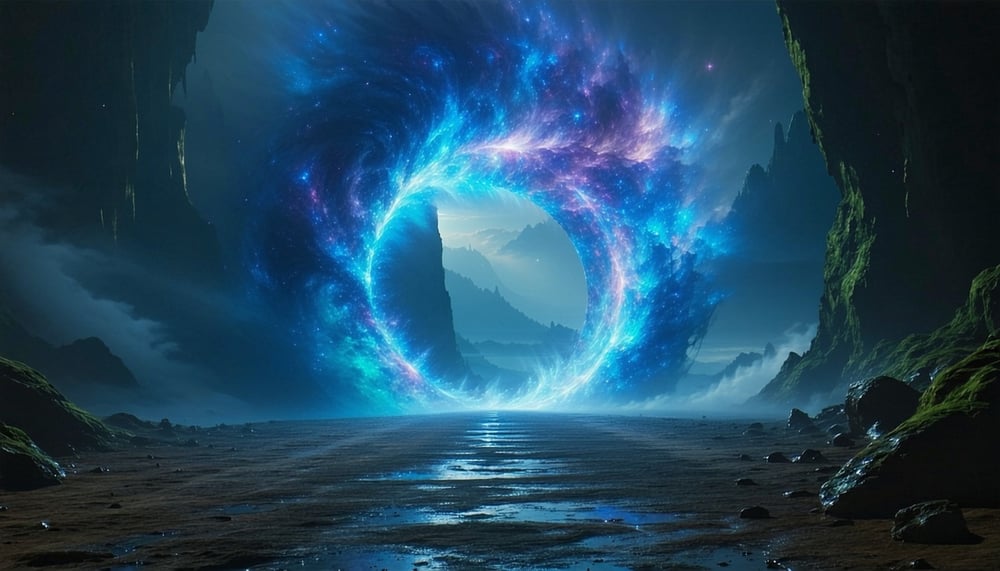 A cosmic portal symbolising the journey of self-discovery and transcendence